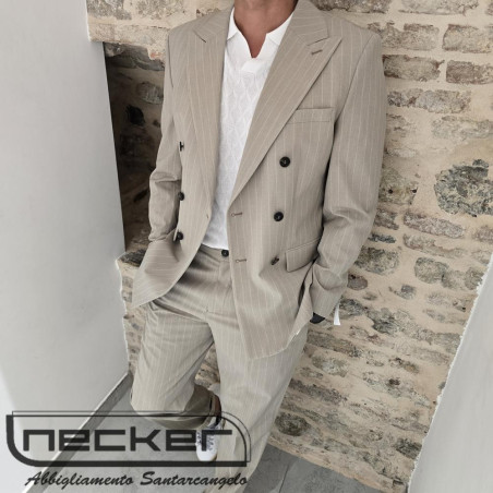 GIACCA ABITO 0151 PINSTRIPED SAND