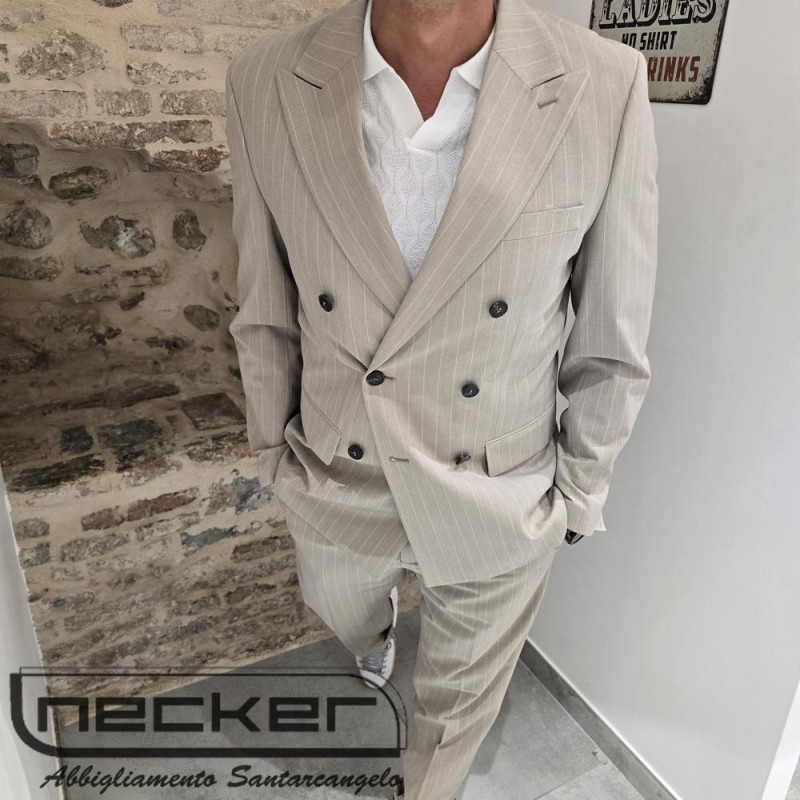 GIACCA ABITO 0151 PINSTRIPED SAND