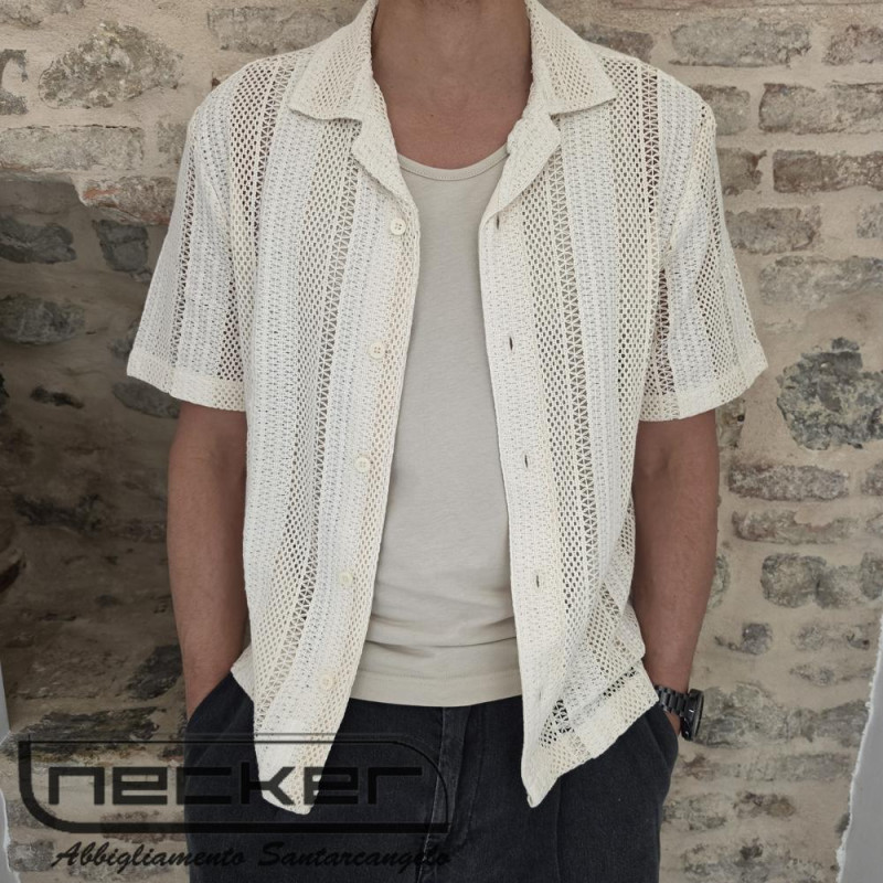 CAMICIA MANICHE CORTE BEIGE S24CA