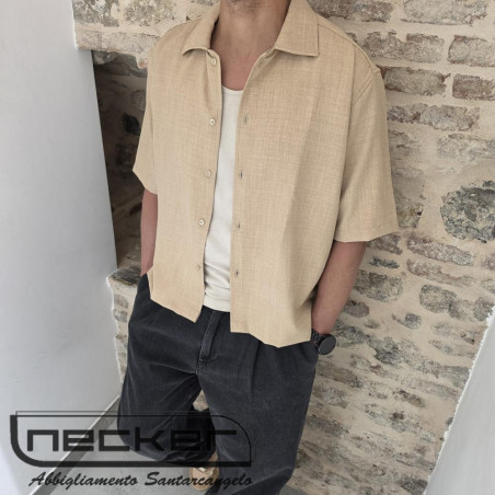 CAMICIA MANICHE CORTE S6J50 BEIGE