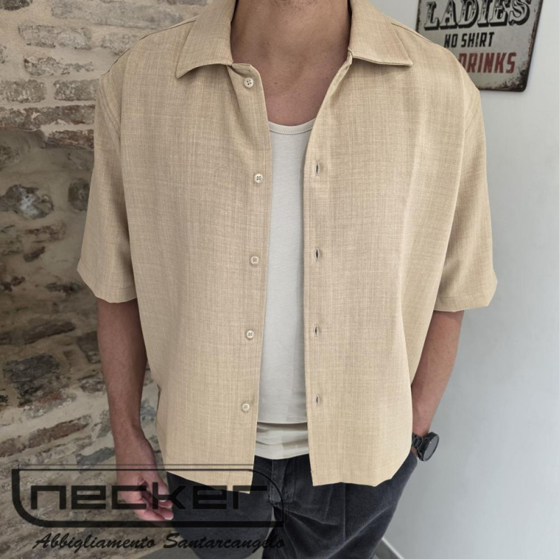 CAMICIA MANICHE CORTE S6J50 BEIGE