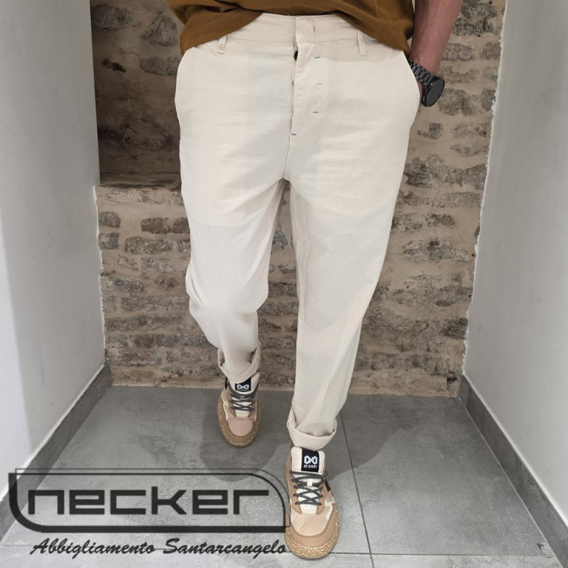 PANTALONE LINO BIANCO 261380128