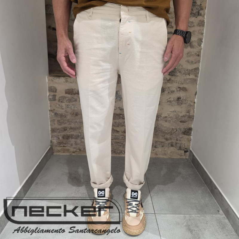 PANTALONE LINO BIANCO 261380128