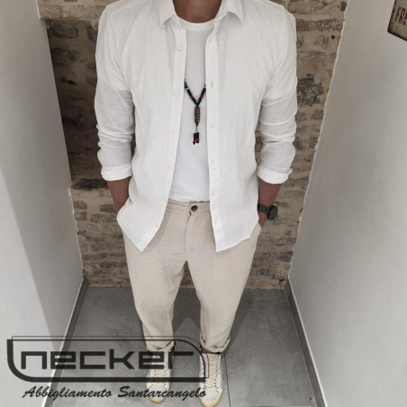 CAMICIA LINO WHITE SOLID 2321