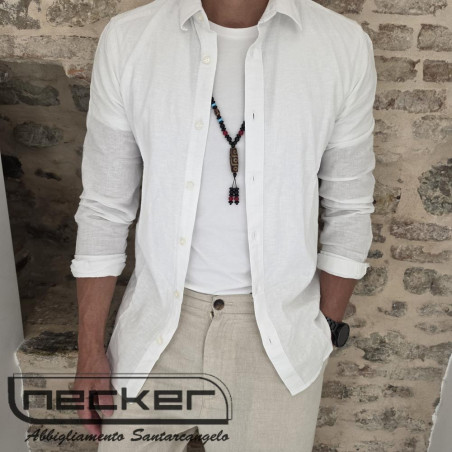 CAMICIA LINO BIANCO NH 5629