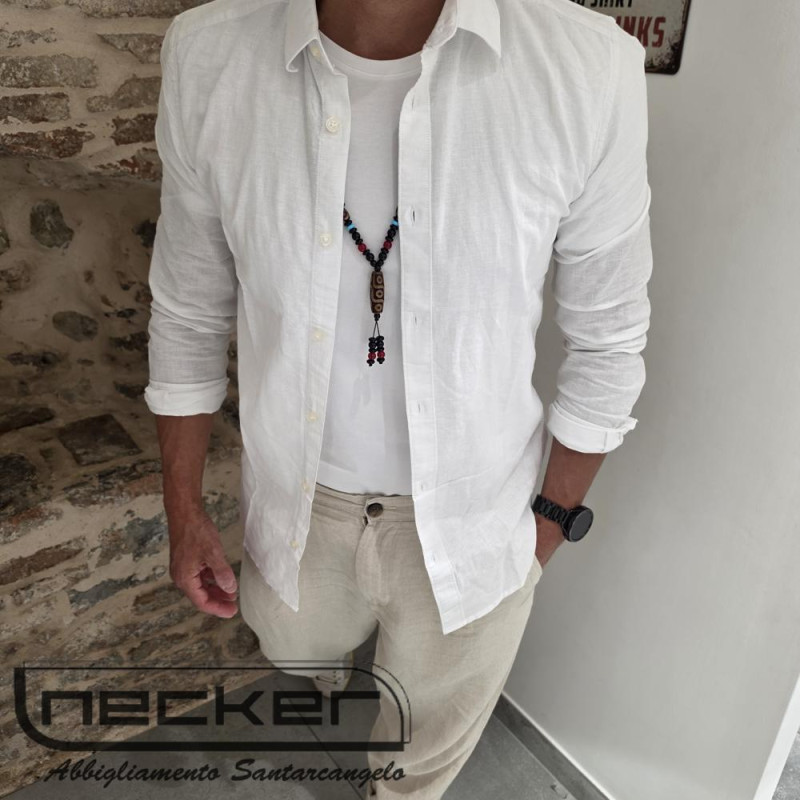 CAMICIA LINO BIANCO NH 5629