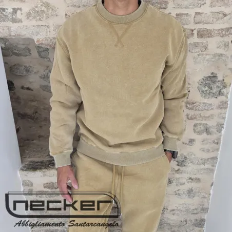 FELPA GIROCOLLO STONEWASHED 2618 FANGO