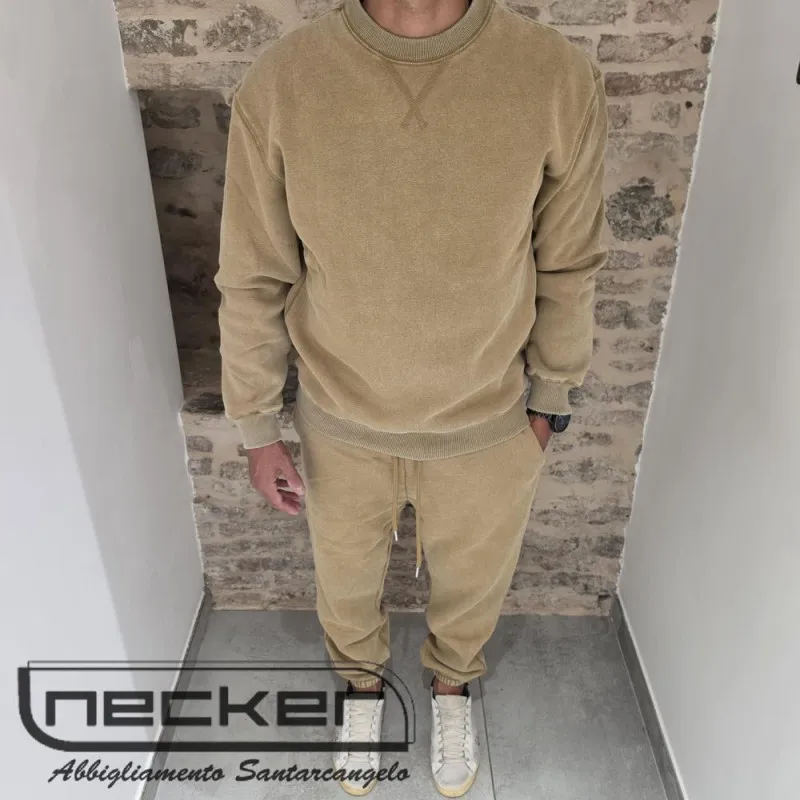 FELPA GIROCOLLO STONEWASHED 2618 FANGO