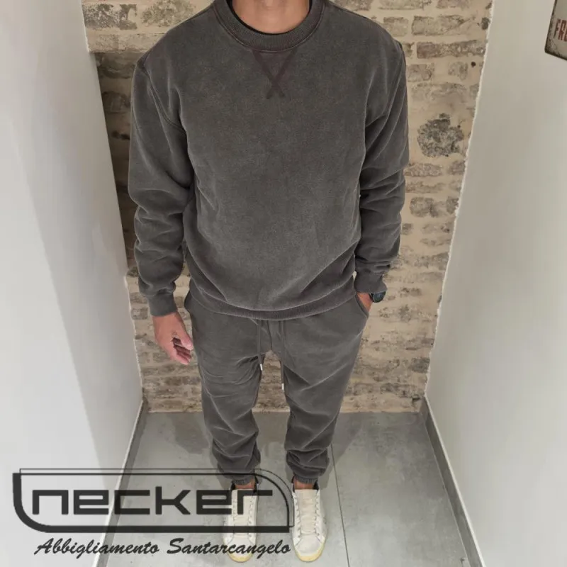 FELPA GIROCOLLO STONEWASHED 2618 CAFFÈ