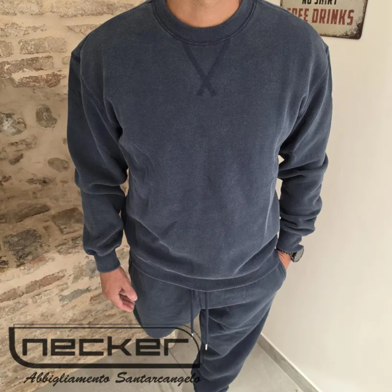 FELPA GIROCOLLO STONEWASHED 2618 BLU