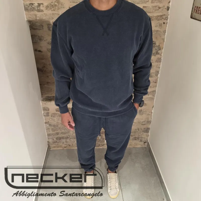 FELPA GIROCOLLO STONEWASHED 2618 BLU