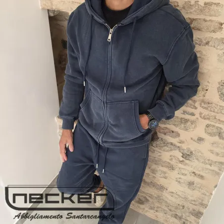 FELPA ZIP STONEWASHED 2616 BLU