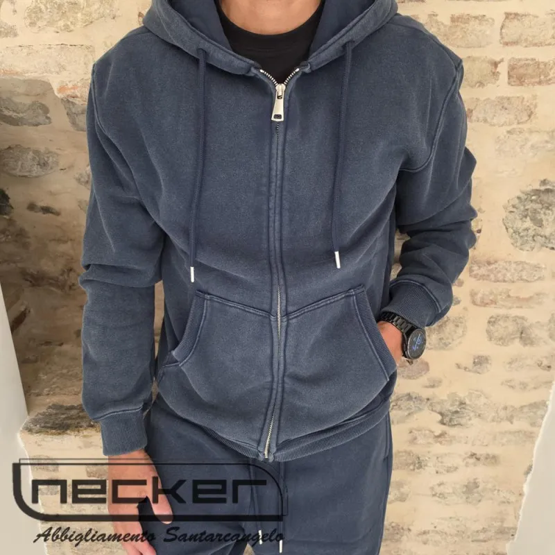 FELPA ZIP STONEWASHED 2616 BLU