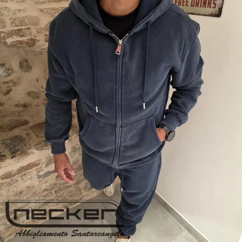 FELPA ZIP STONEWASHED 2616 BLU