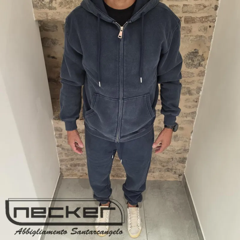 FELPA ZIP STONEWASHED 2616 BLU