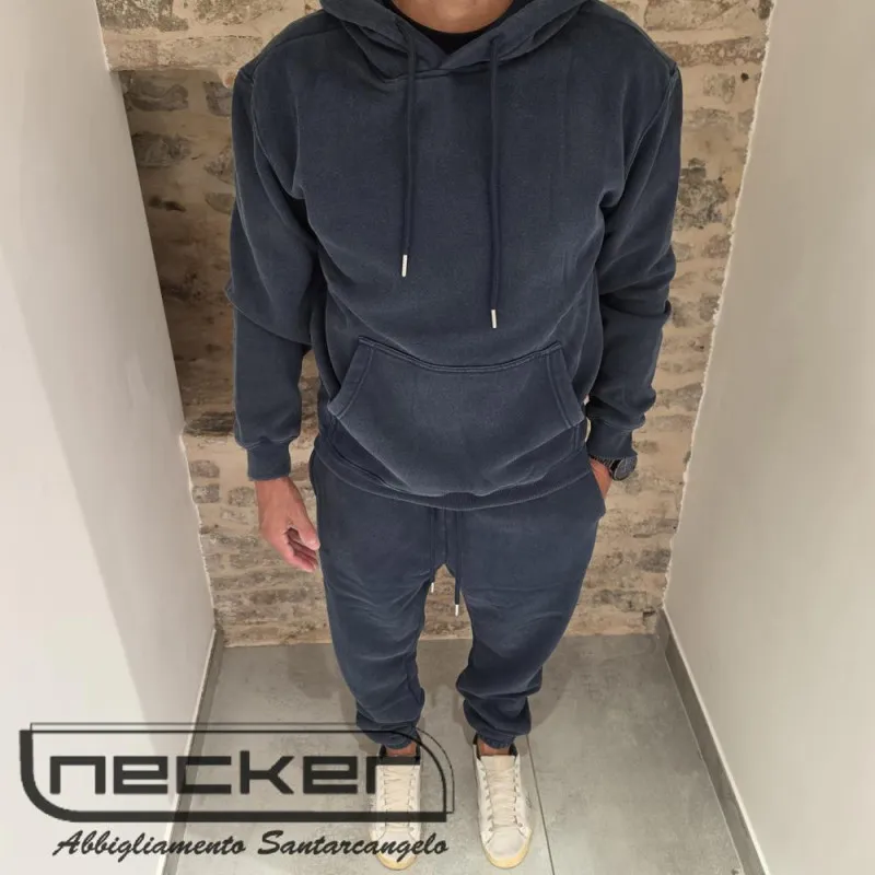 FELPA CAPPUCCIO STONEWASHED 2619 BLU