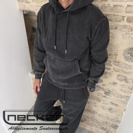 FELPA CAPPUCCIO STONEWASHED 2619 NERO