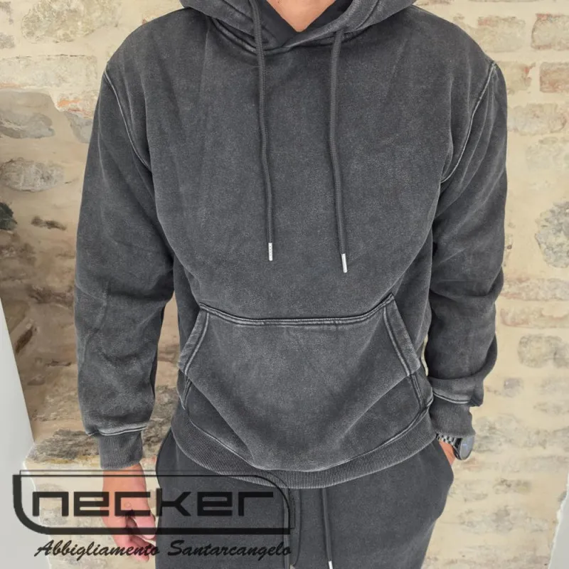FELPA CAPPUCCIO STONEWASHED 2619 NERO