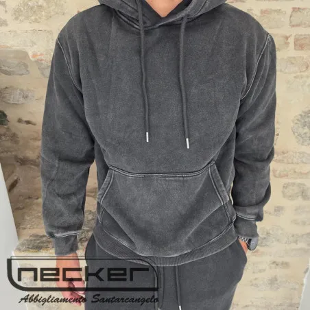 FELPA CAPPUCCIO STONEWASHED 2619 NERO