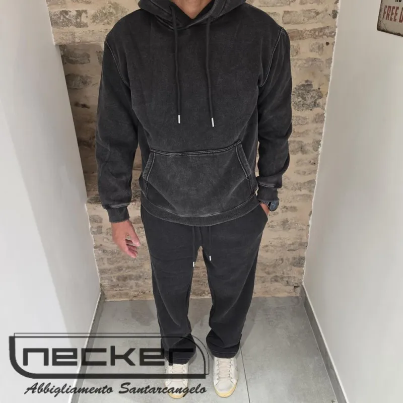 FELPA CAPPUCCIO STONEWASHED 2619 NERO