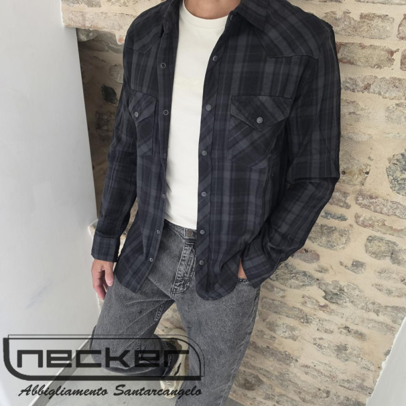 CAMICIA FLANELLA BLACK GREY LPC 0259