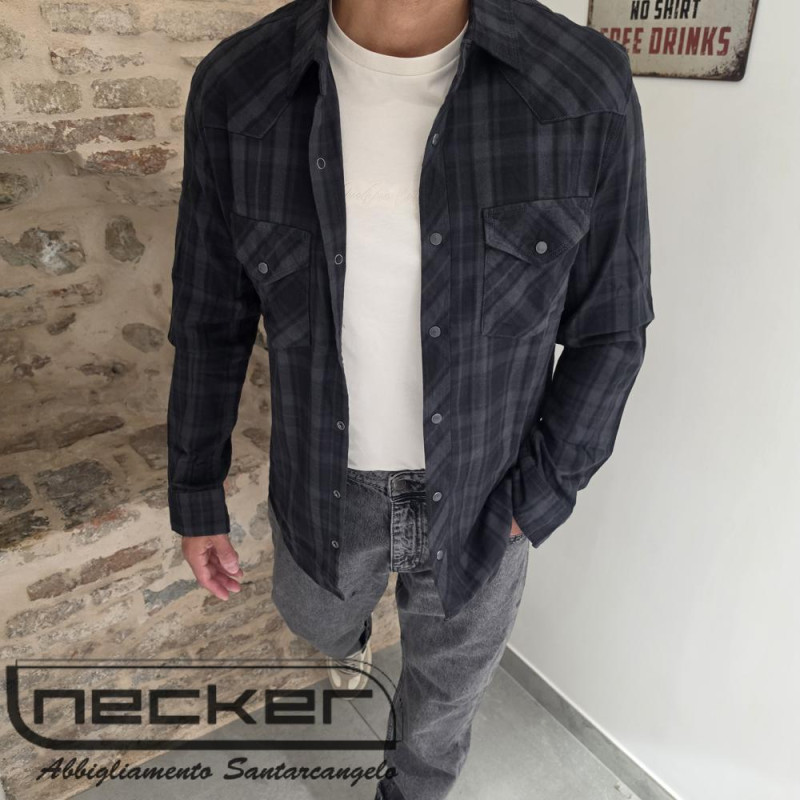 CAMICIA FLANELLA BLACK GREY LPC 0259