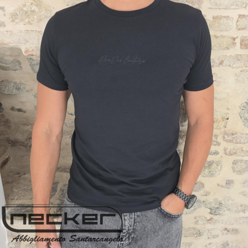 T-SHIRT SLIM RICAMATA NERO